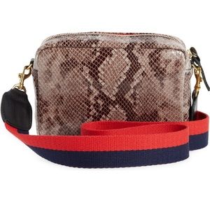 Clare V. Midi Sac Leather Crossbody Bag Authentic in Grey Snakeskin